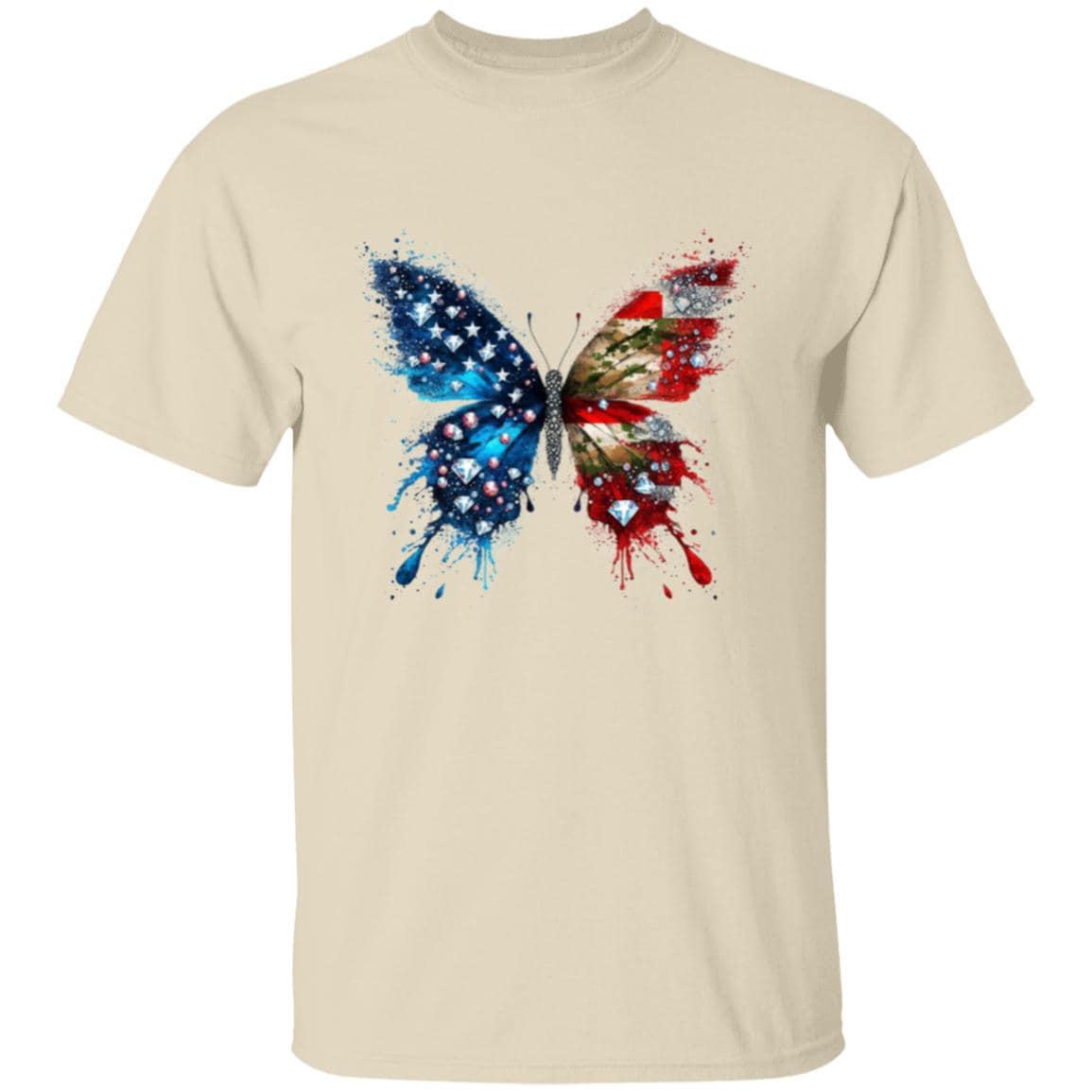Camo Butterfly T-Shirt | Patriotic Black Girl Tee | Veteran Pride Shirt | 4th of July Camouflage Butterfly Tee | Gildan G500 Unisex Fit