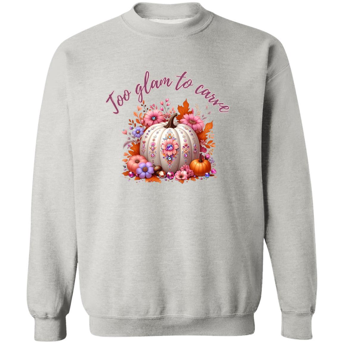 Too Glam to Carve Crewneck Sweatshirt | Fall Pumpkin Sweatshirt | Cozy Fall Shirt | Glam Halloween Sweatshirt | Cute Fall Vibes Pullover
