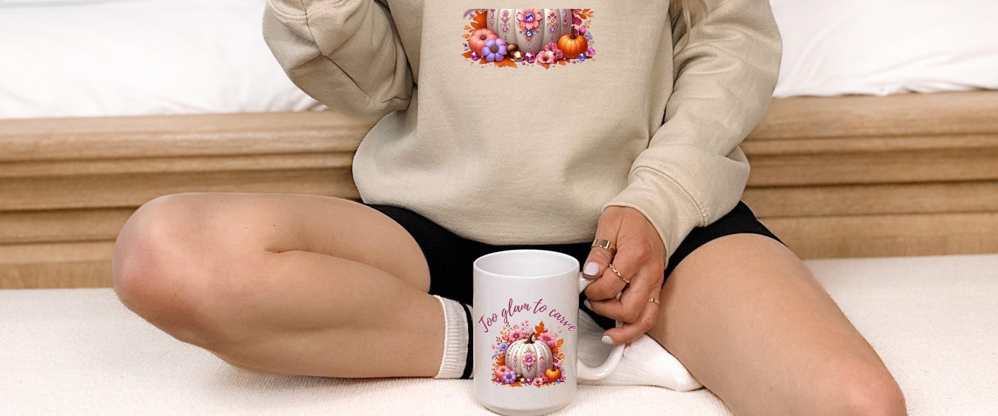 Too Glam to Carve | Fall Pumpkin Mug – 11oz White Ceramic