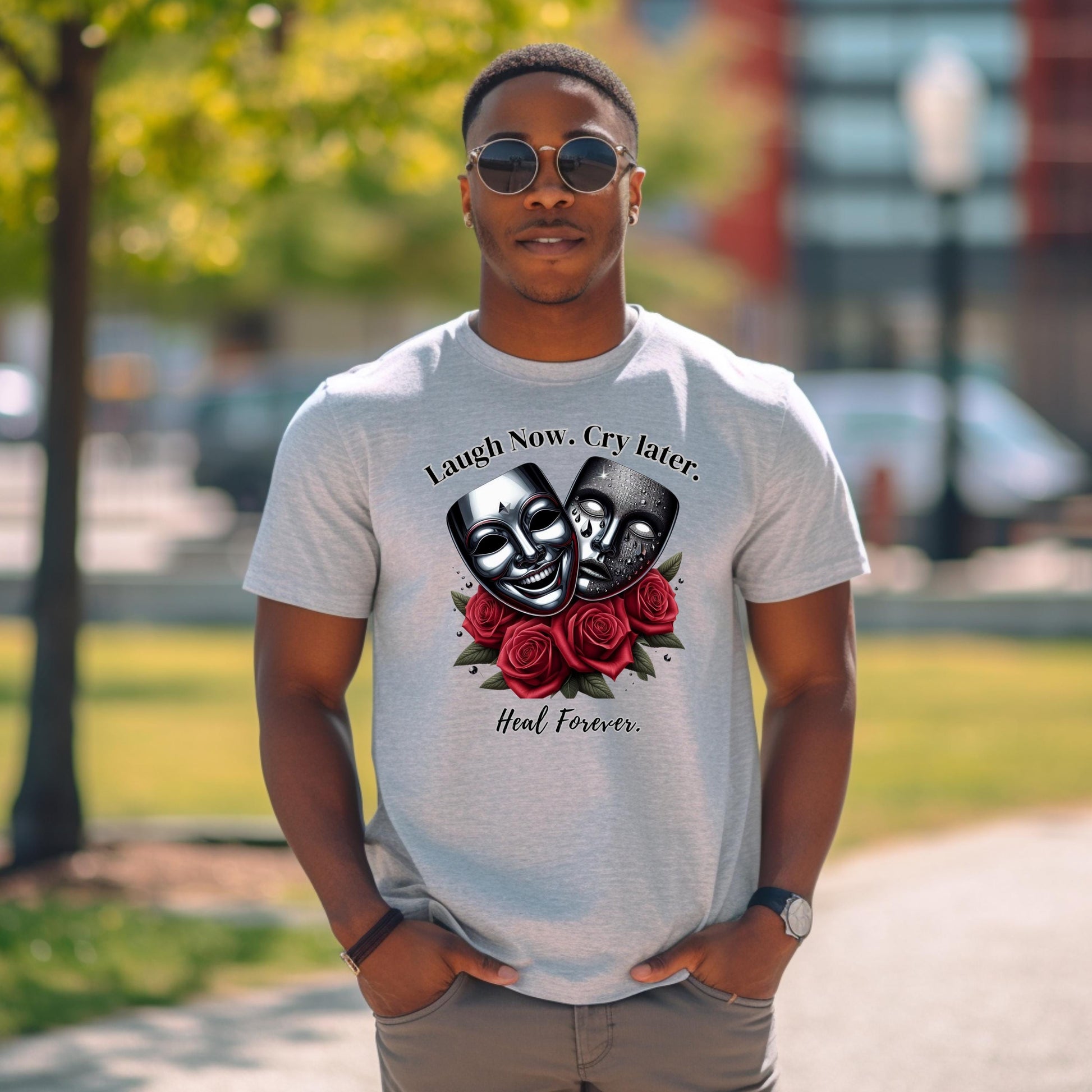Laugh Now Cry Later Heal Forever Shirt | Mental Health Awareness Tee | Grief Support | Healing Quote Shirt | Black Trauma Gift