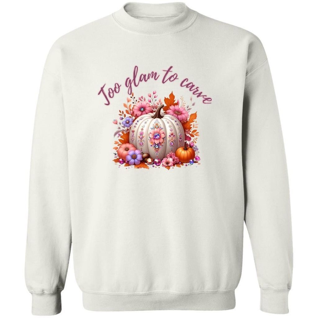 Too Glam to Carve Crewneck Sweatshirt | Fall Pumpkin Sweatshirt | Cozy Fall Shirt | Glam Halloween Sweatshirt | Cute Fall Vibes Pullover