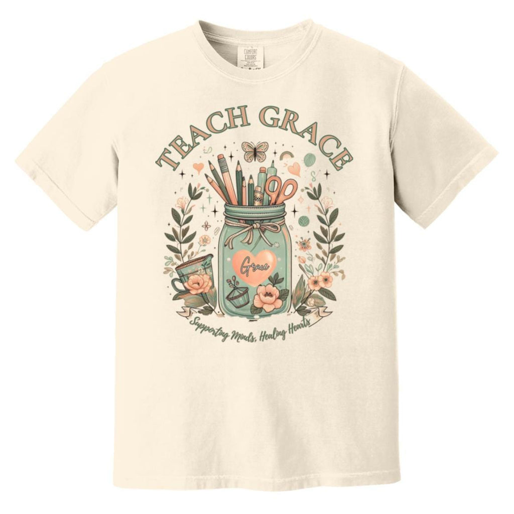 Teach With Grace Shirt – Comfort Colors® Teacher Tee, Back to School Shirt, Pre-school Teacher, Teacher Gift, Fall Teacher Appreciation