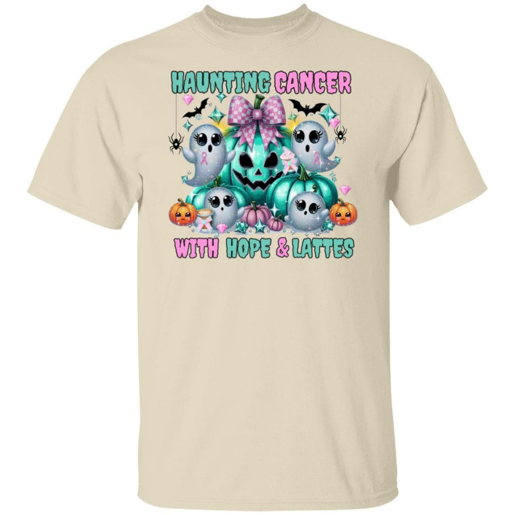 Haunting Cancer Shirt – Pastel Ghost Halloween Tee – Breast Cancer Awareness Shirt – Hope & Lattes – Cute Fall T-Shirt