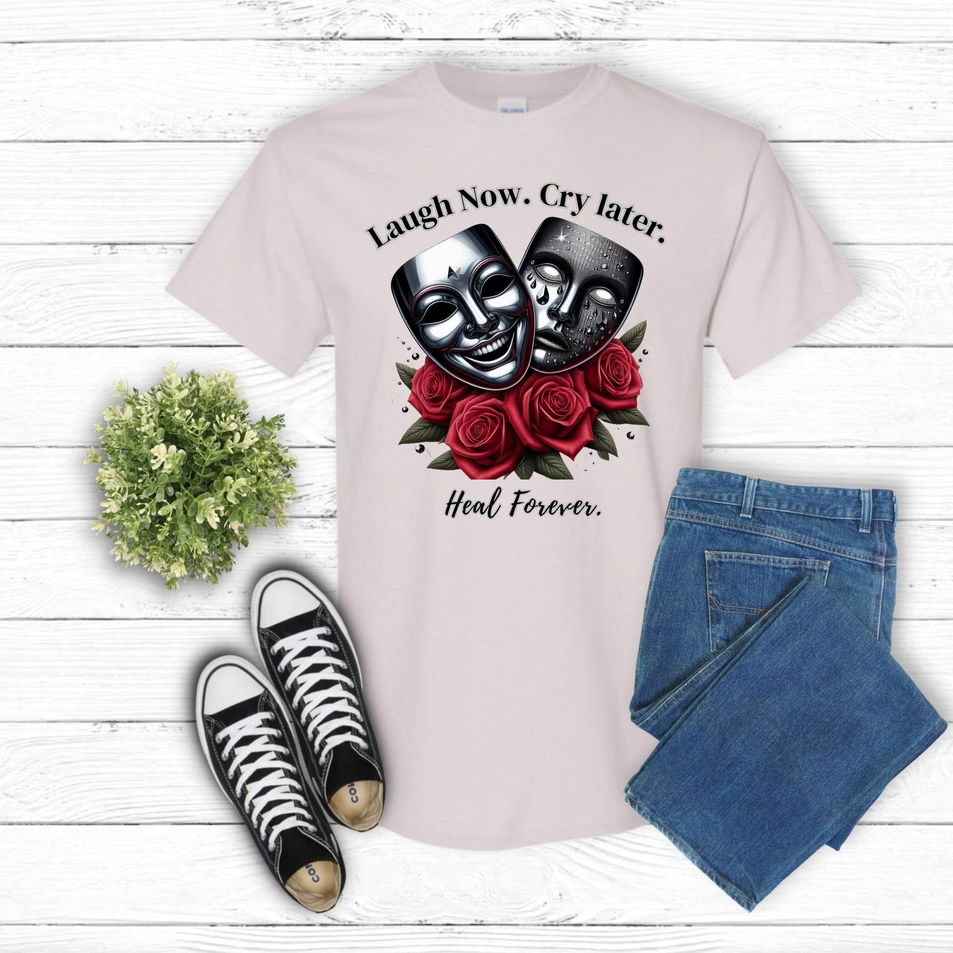 Laugh Now Cry Later Heal Forever Shirt | Mental Health Awareness Tee | Grief Support | Healing Quote Shirt | Black Trauma Gift