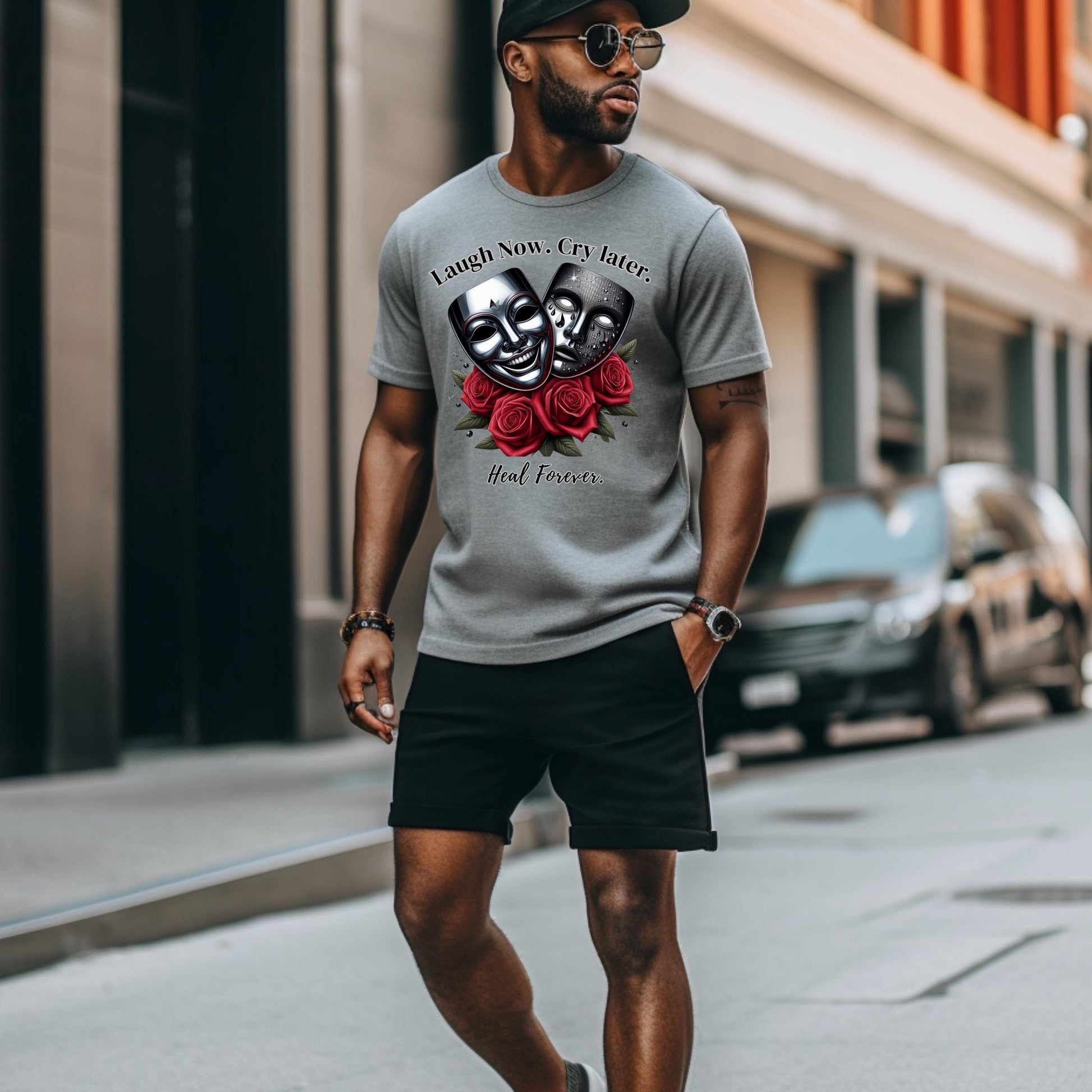 Laugh Now Cry Later Heal Forever Shirt | Mental Health Awareness Tee | Grief Support | Healing Quote Shirt | Black Trauma Gift