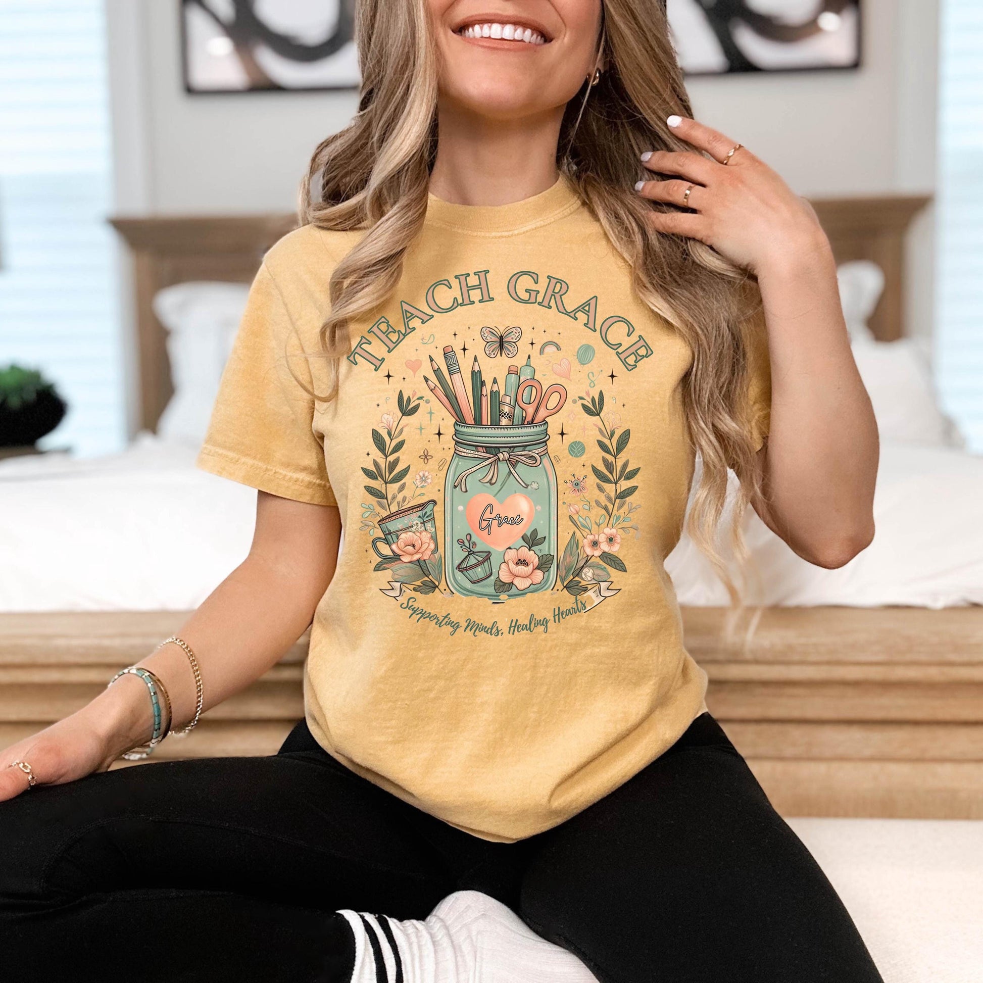 Teach With Grace Shirt – Comfort Colors® Teacher Tee, Back to School Shirt, Pre-school Teacher, Teacher Gift, Fall Teacher Appreciation