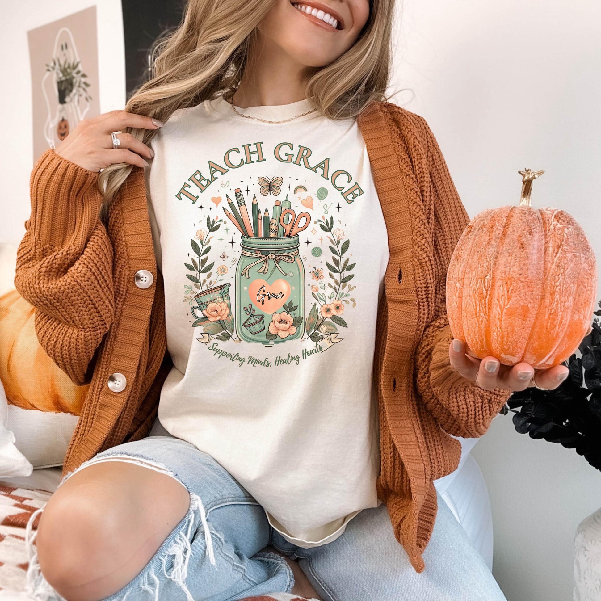 Teach With Grace Shirt – Comfort Colors® Teacher Tee, Back to School Shirt, Pre-school Teacher, Teacher Gift, Fall Teacher Appreciation