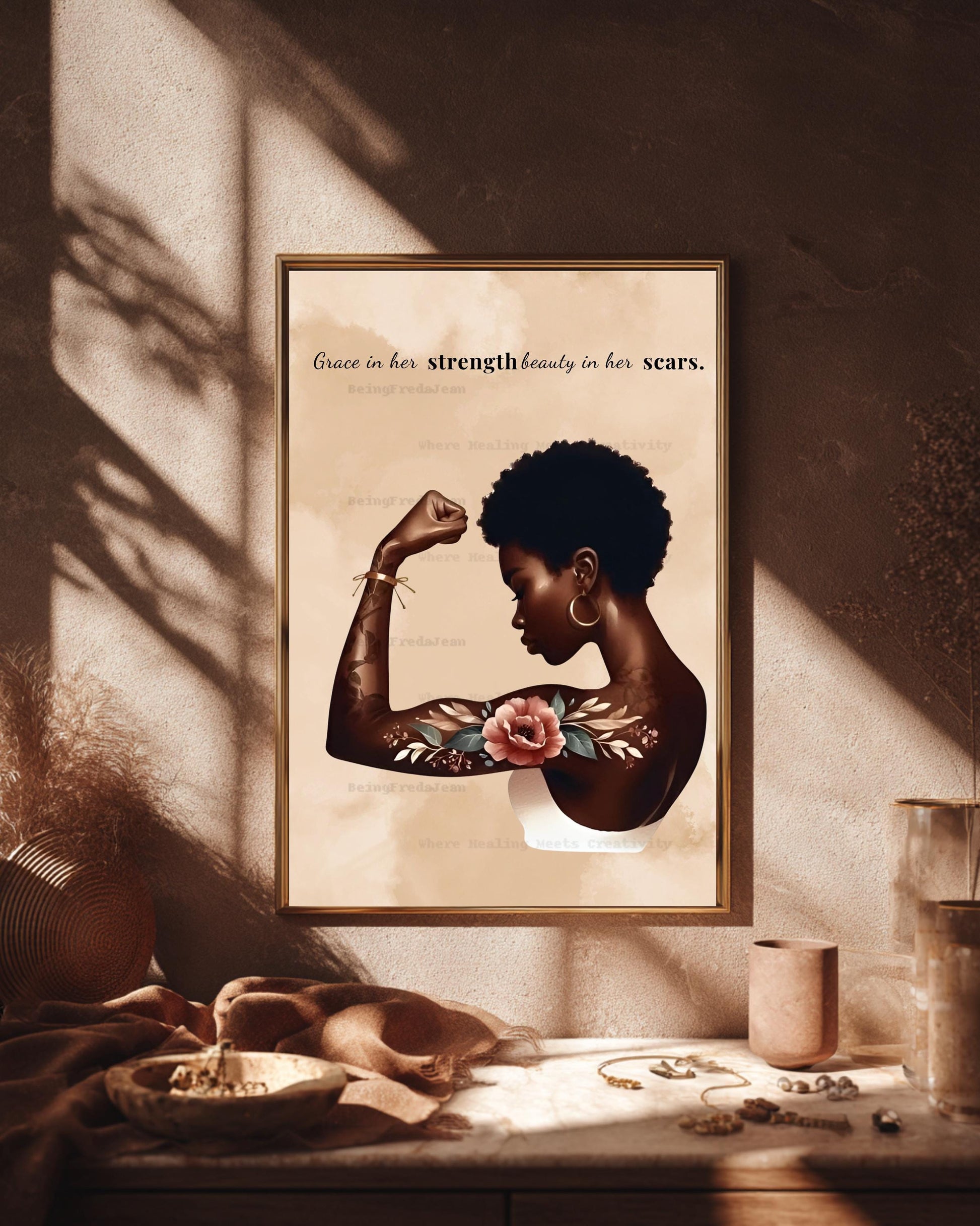 Empowering Women Art Prints: Black & White Self-Love Decor (8x10 PDF JPG Digital Download)