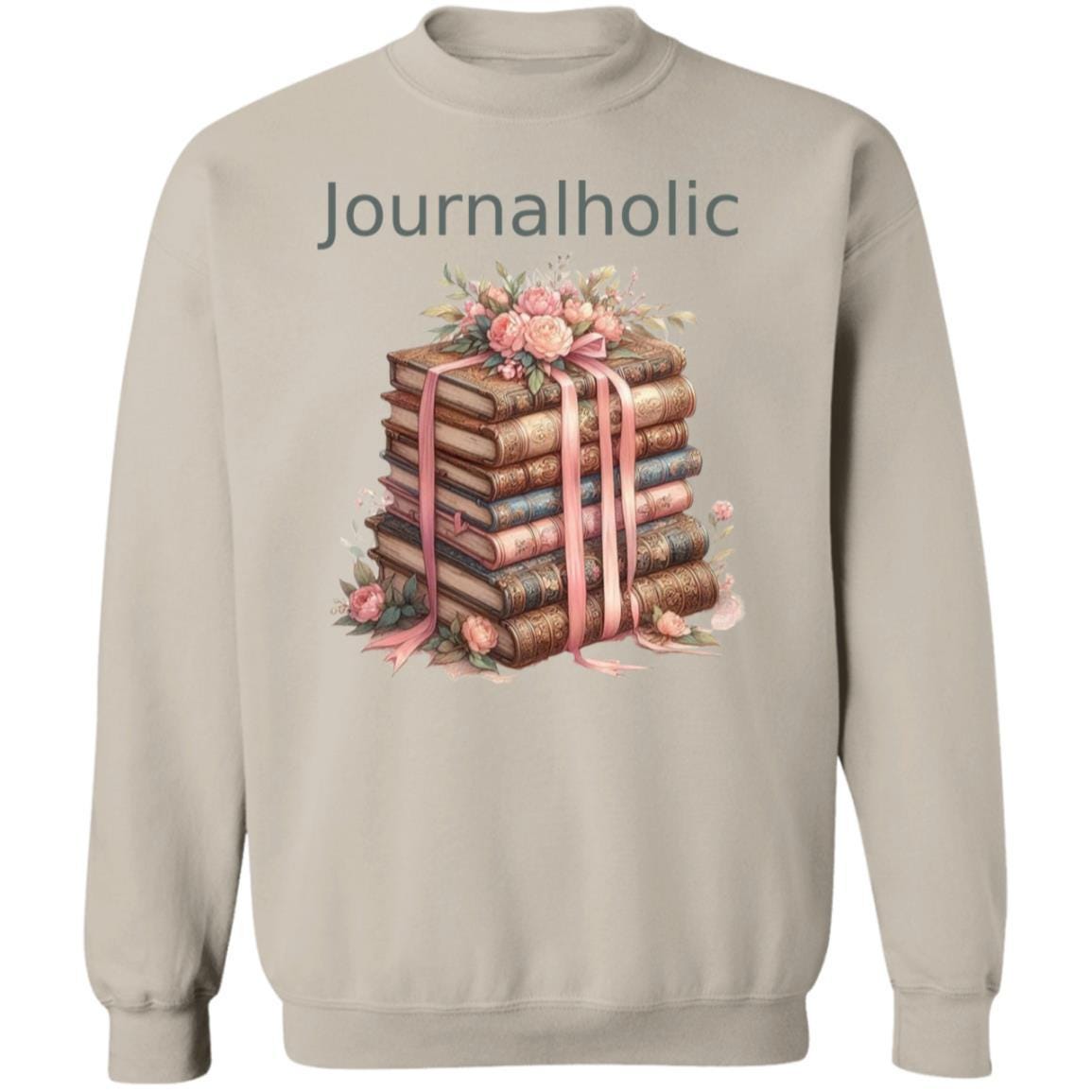 Journalholic Sweatshirt Book Lover Crewneck Gildan 18000 Cozy Reading Sweater Bibliophile Gift Vintage Floral Bookstack