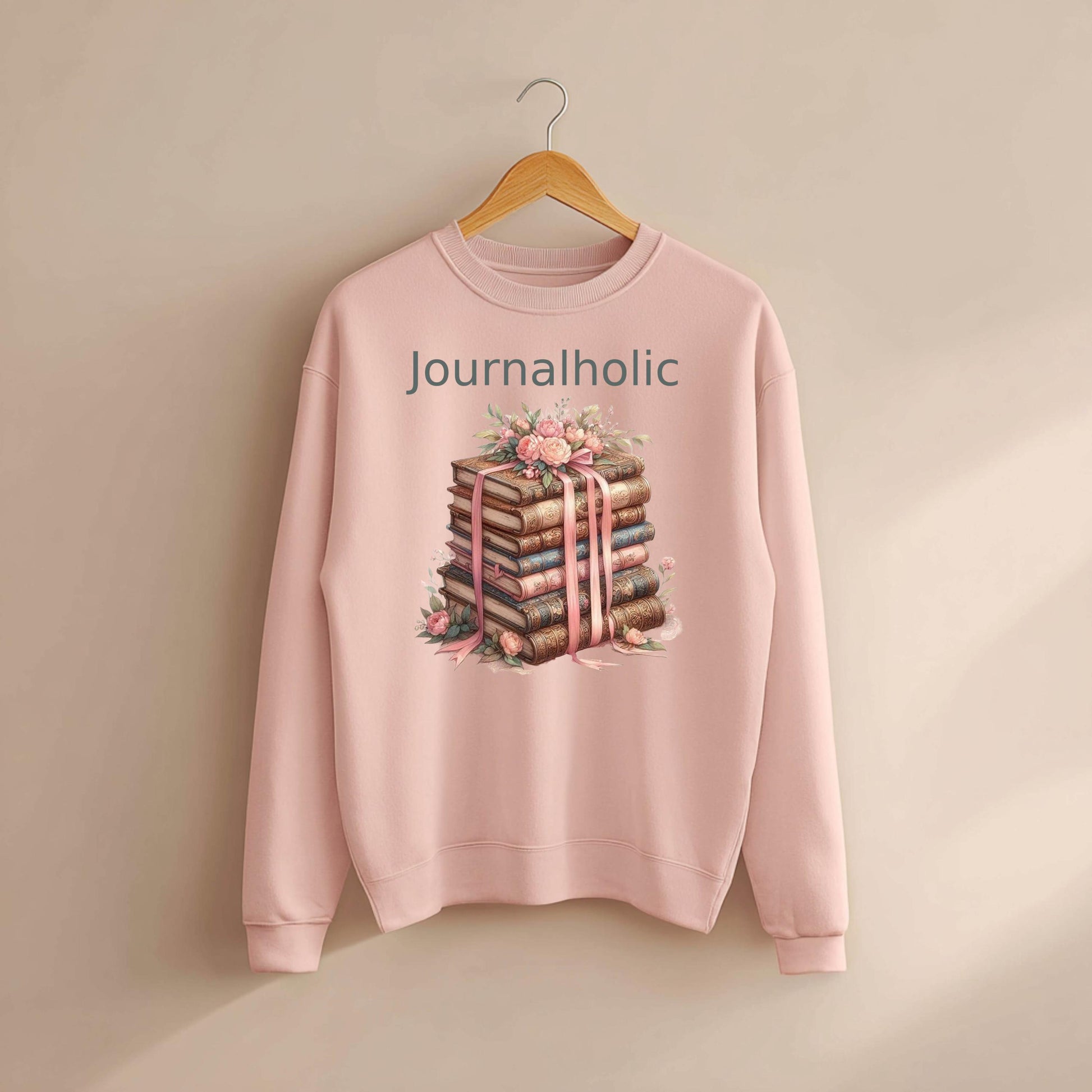 Journalholic Sweatshirt Book Lover Crewneck Gildan 18000 Cozy Reading Sweater Bibliophile Gift Vintage Floral Bookstack