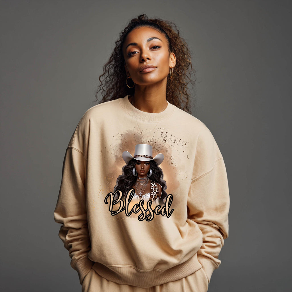 Blessed Crewneck Sweatshirt Christian Faith Sweatshirt Positive Quote Sweater Religious Pullover Spiritual Gift Cozy Gildan 18000