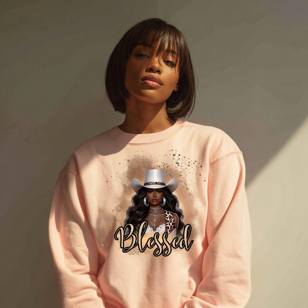 Blessed Crewneck Sweatshirt Christian Faith Sweatshirt Positive Quote Sweater Religious Pullover Spiritual Gift Cozy Gildan 18000
