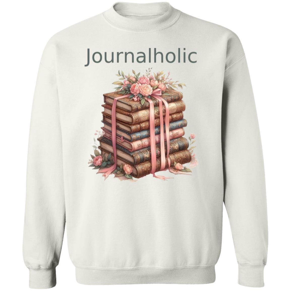 Journalholic Sweatshirt Book Lover Crewneck Gildan 18000 Cozy Reading Sweater Bibliophile Gift Vintage Floral Bookstack