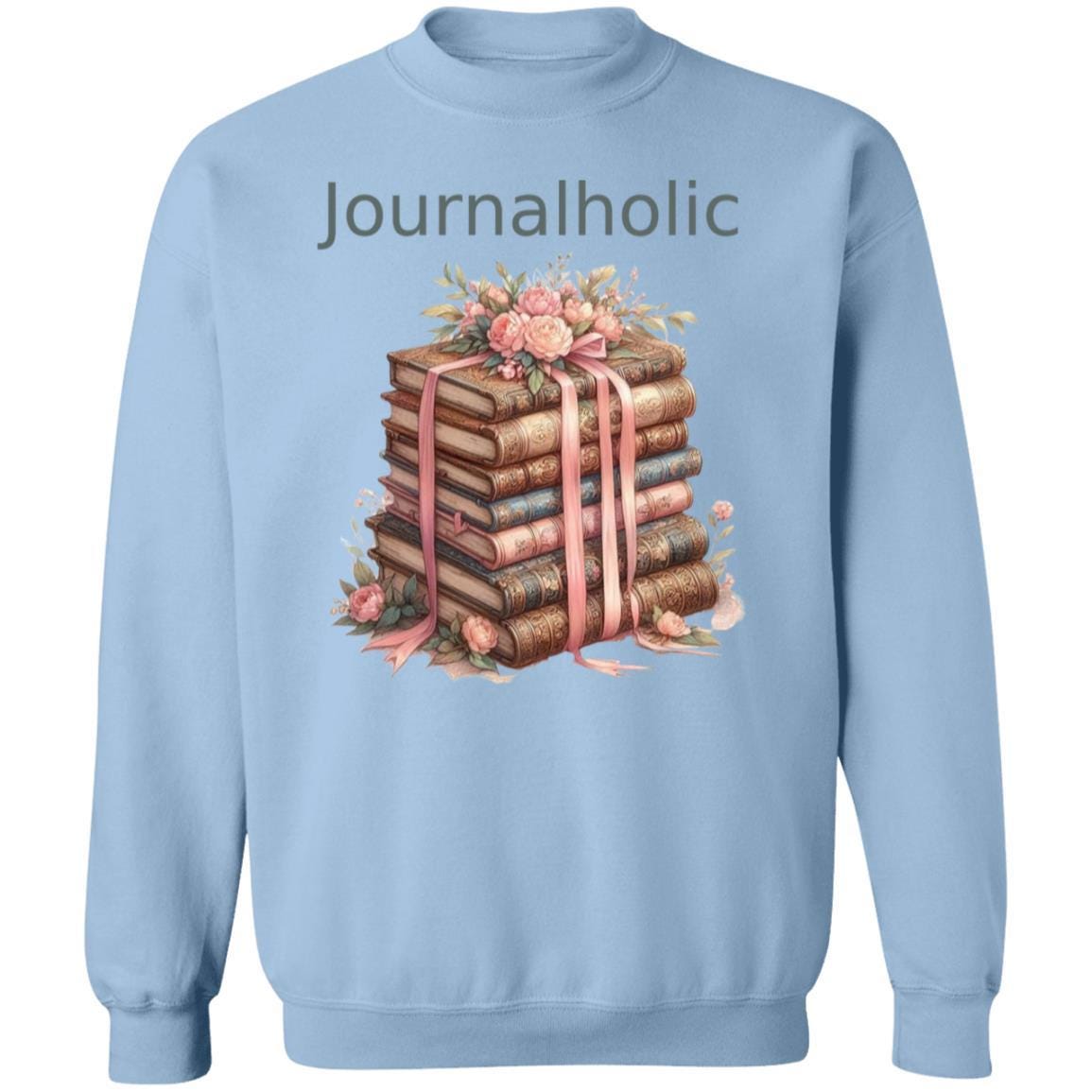 Journalholic Sweatshirt Book Lover Crewneck Gildan 18000 Cozy Reading Sweater Bibliophile Gift Vintage Floral Bookstack
