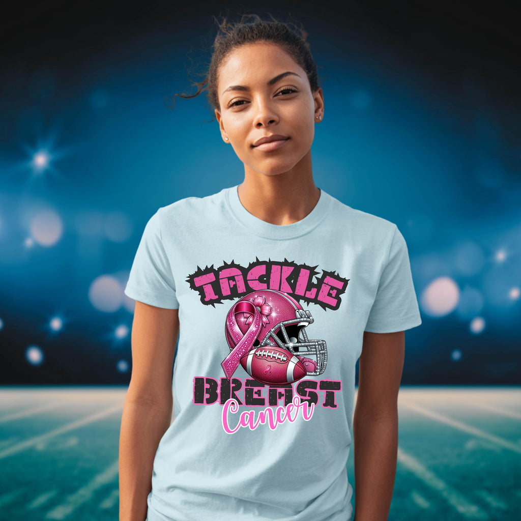 Tackle Breast Cancer Football T-Shirt: Pink Ribbon Awareness