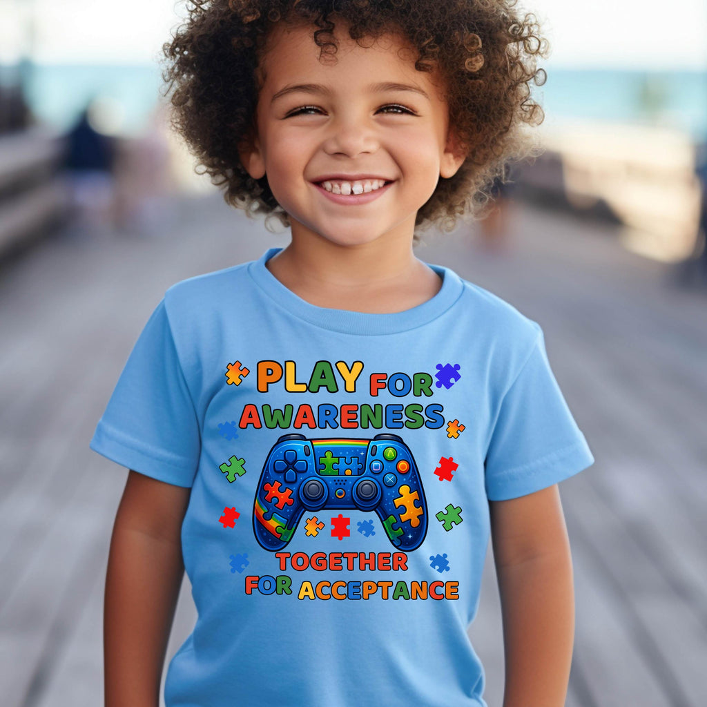 Autism Awareness Kids T-Shirt: Play for Acceptance, Puzzle Piece Design