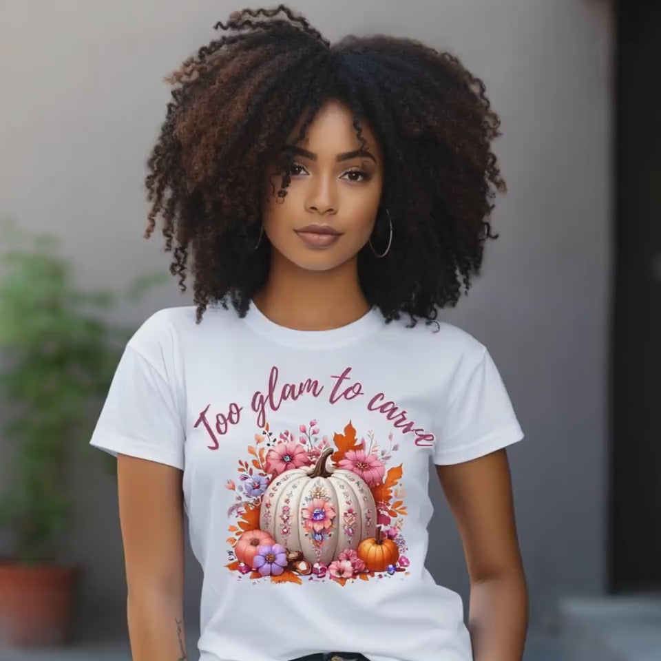 Too Glam to Carve Shirt – Fall Pumpkin Shirt, Cute Halloween Tee, Cozy Autumn Shirt for Women, Thanksgiving Outfit, Pumpkin Spice Shirt