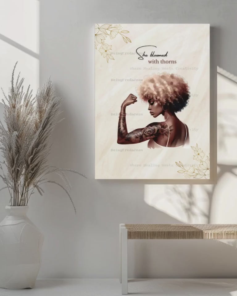 Empowering Women Art Prints: Black & White Self-Love Decor (8x10 PDF JPG Digital Download)